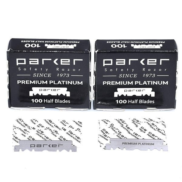 Parker Premium Platinum 1/2 Blades - 200 Count for Professional Barber Razors, Shavette Razors, Disposable Blade