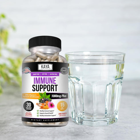 Kaya Naturals Elderberry Immune Support, Vitamins with Zinc and Vitamin C, Probiotics & Turmeric 1000mg, 30 Count