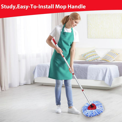 Spin Mop Replacement Head Compatible with O-Cedar RinseClean 2 Tank, 2 Microfiber Refills + Mop Stick (30-58")