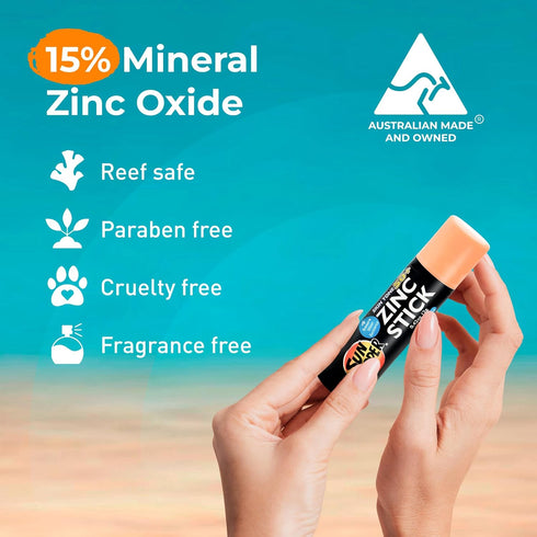 Sun Zapper Zinc Oxide Mineral Sunscreen Stick, SPF 50+, Water Resistant, Light Skin Tone (Bronze/Tan), 12g (0.42 Oz)