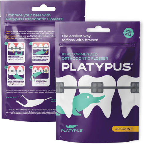 Platypus Orthodontic Flossers for Braces, Non-Damaging Ortho Picks for Adults & Kids, 40 Count (Pack of 4)