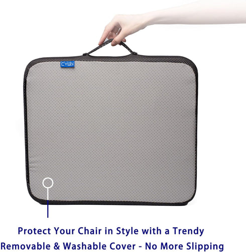 CYLEN Ifoam Gel Infused Memory Foam Wheelchair Cushion - Seat Cushion for Wheelchair, Office Chair, Pain Relief (Black)