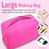 Nylon Large Makeup Bag, Preppy Cute Cosmetic Pouch, Waterproof Toiletry Bag Clutch for Women and Girls (Hot Pink)