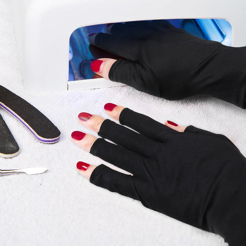 Syhood 3 Pair UV Gloves for Nail Lamp, UPF50+ UV Fingerless Protection Gloves for Manicures