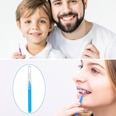 100 Pieces Interdental Brush Toothpick Dental Hygiene Flosser Cleaners for Oral Tooth Cleaning Tool (Attractive Colors)