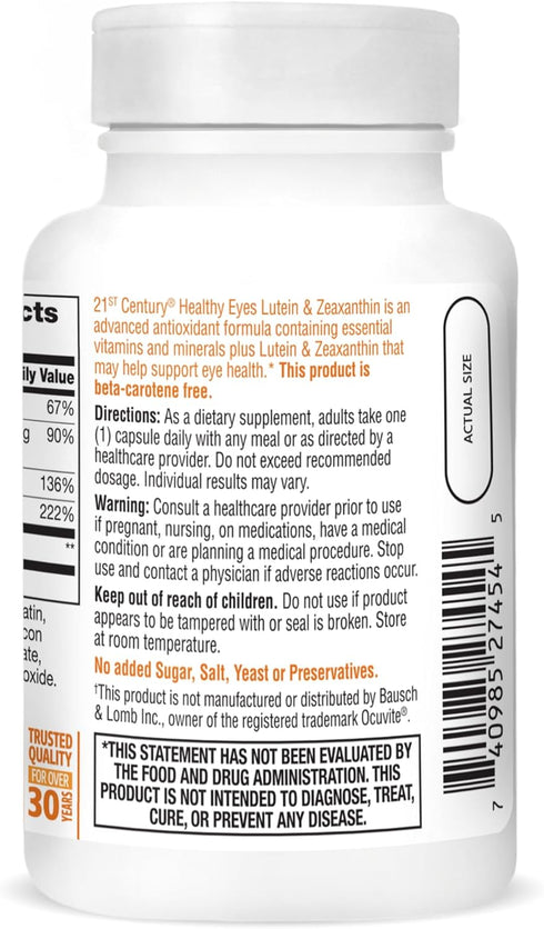21st Century Healthy Eyes Lutein and Zeaxanthin Capsules | 60 Count (27454)