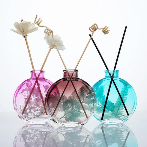 VANTOBEST 150ml Glass Diffuser Bottle Jar - Aroma Bottle, Round Essential Oils Container, Decorative Diffuser Jars