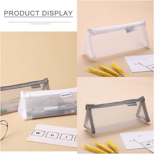 Mesh Cosmetic Bag - Portable Clear Makeup Bags Mesh Zipper Pouch for Home Office Travel Accessories (2PCS)