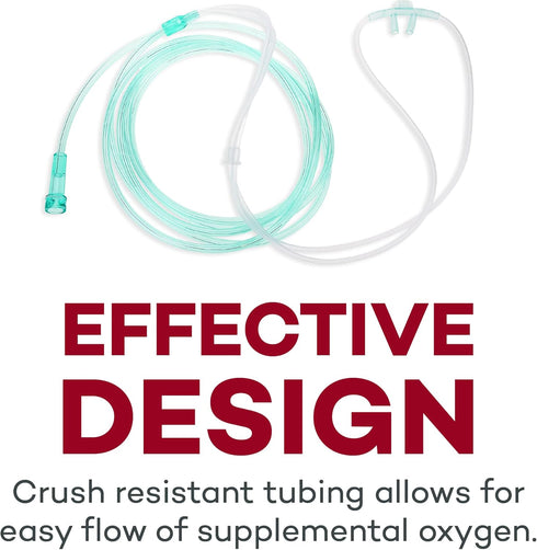 Dealmed Adult Standard Nasal Cannula - 7 ft Soft Green Tubing for Oxygen, Highly Visible, Kink Resistant, Lightweight