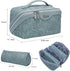 Travel Makeup Bags Cosmetic Organizer: 3-Set Large Capacity PU Leather Toiletry Bag for Women (Light Blue)