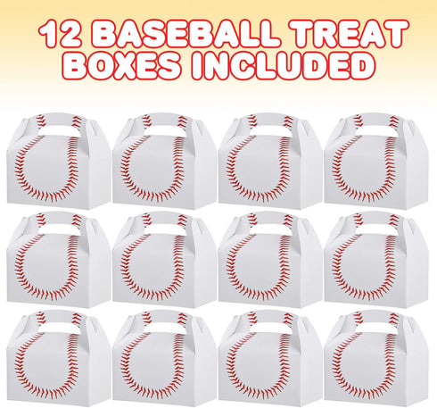 ArtCreativity Baseball Party Favors, Pack of 12 Cardboard Gift Box with Handles for Candy, Cookies, & Toys