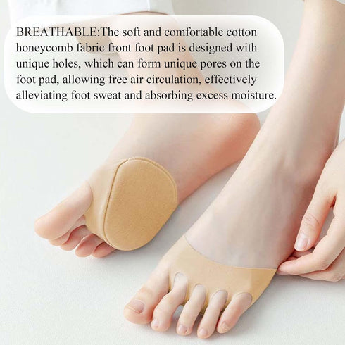 Metatarsa Foot Pads, Reusable Soft Ball of Foot Cushions for Women, Pain Relief Honeycomb Fabric (2 Pairs)