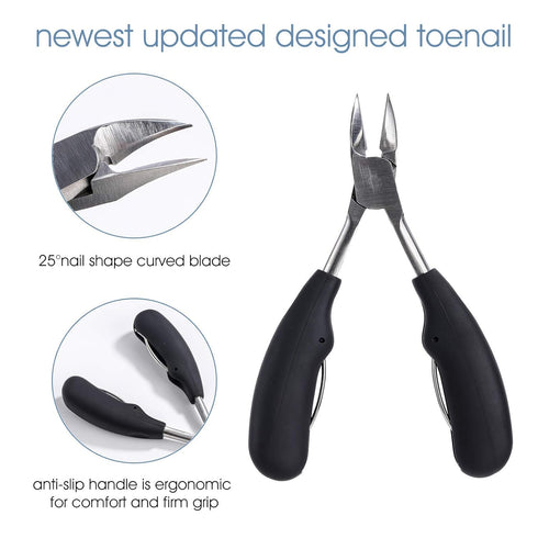Oneleaf Toenail Clipper Set for Thick and Ingrown Toenails with Toenail Cleaner/Lifter - Premium Professional Stainless
