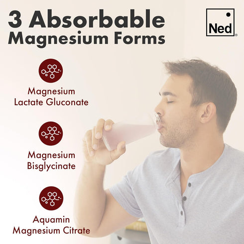 Ned - Melloe Magnesium Superblend - Magnesium Powder Supplement Drink Mix with Natural Magnesium Glycinate &
