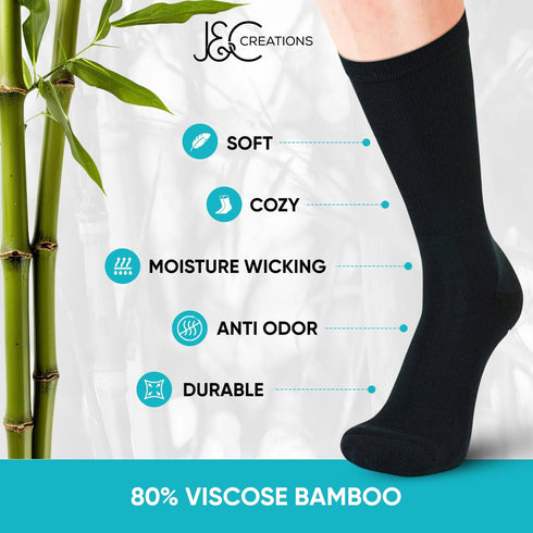J&C Creations Premium Grip Socks for Men, Size 10-13, Hospital Socks with Grips, 80% Viscose Bamboo