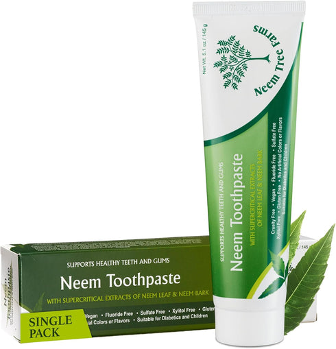 Neem Tree Farms Neem Fluoride Free Toothpaste - Adult and Children Friendly - 100% Vegan
