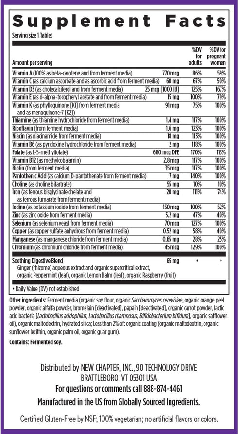 New Chapter Prenatal Vitamins | One Daily Multivitamin with Methylfolate + Choline | Gluten Free & Non-GMO, 90 Count