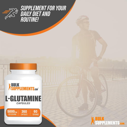 BulkSupplements.com L-Glutamine Capsules, Glutamine Supplement 5000mg, Gluten Free, 6 Capsules per Serving, 340