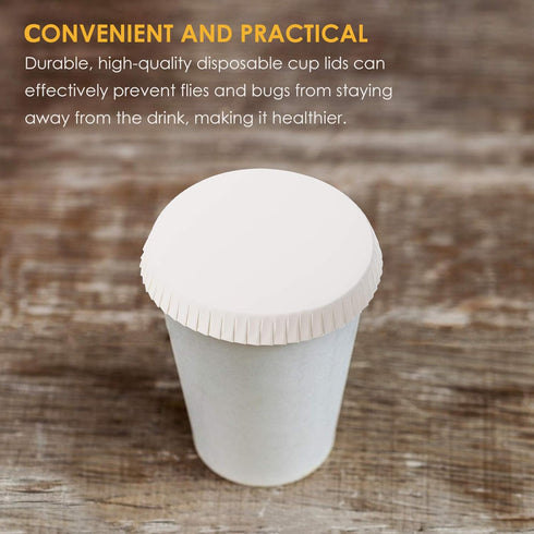 100Pcs Disposable Paper Cup Cover, Recycled Hot Cup Lid for Tea Coffee Mug, Stackable for Cafe Hotel