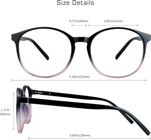 VisionGlobal Blue Light Blocking Glasses for Women/Men, Anti Eyestrain Stylish Oval Frame, Anti Glare (Black Purple,