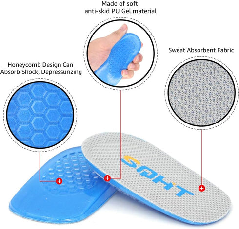 SQHT Heel Lift for Achilles Tendonitis and Leg Length Discrepancy, Shoe Inserts for Men and Women (Blue&Beige, Small)