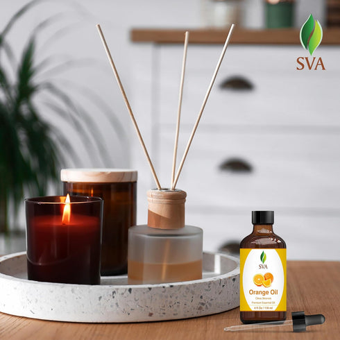 SVA Orange Essential Oil - 4oz (118ml) Premium Essential Oil with Dropper for Diffuser, Aromatherapy, Skin Care