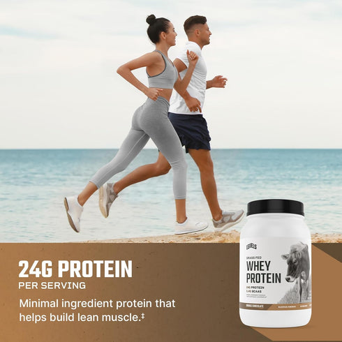 Levels Grass Fed Whey Protein Powder - No Artificials, 24G Protein, Double Chocolate, 2LB