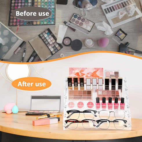 Nail Polish Organizer, 6 Layers Acrylic Display Rack for 72 Bottles, Essential Oil Holder and Cosmetic Storage