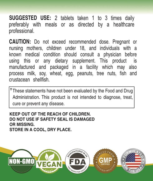 Organic Daily Greens with Organic Fruits & Veggies - USDA Certified, Non-GMO, Vegan Tablets for Immune Health