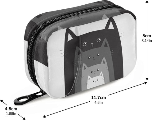 Naanle 7 Funny Cats in Row Pill Box Day Pill Case Travel Pill Organizer Bag with Zipper Portable Weekly Case Compact