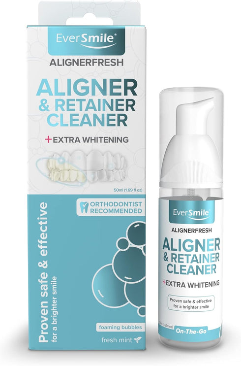 EverSmile AlignerFresh Extra Whitening Cleaning Foam for Invisalign, ClearCorrect, Essix, Hawley Trays - Cleans &