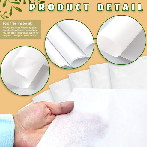 RYKOMO 100 Sheets Acid Free Archival Tissue Paper - 20 x 30 Inch Unbuffered No Acid White Packing Tissue for Storage