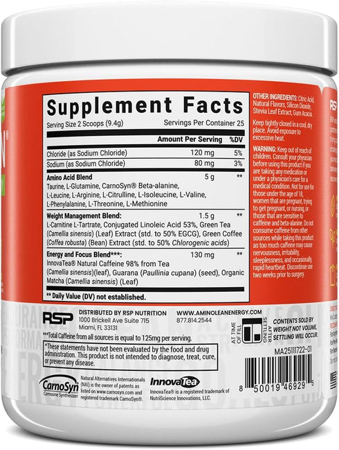 RSP Nutrition Mango Aminolean - Amino Acid Supplement Powder, 8.29 OZ