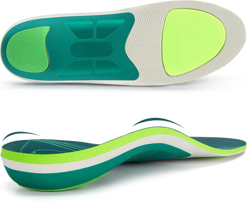 Flat Foot Correction Insole, Plantar Fasciitis Arch Support Pain Relief Insert (Size: US-9, Length-28cm, Black Green)