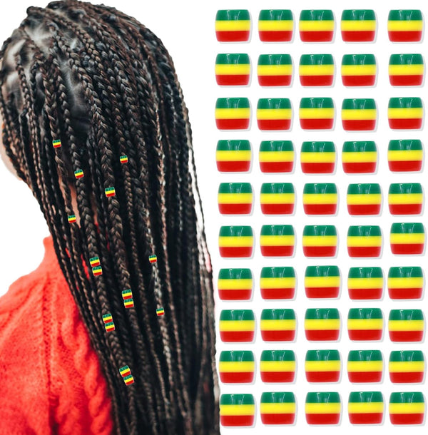 VENOFEN 50PCS Hair Beads Mix Color Pinstripe Dreadlock Beads Acrylic Accessories for Kids Hair Decoration
