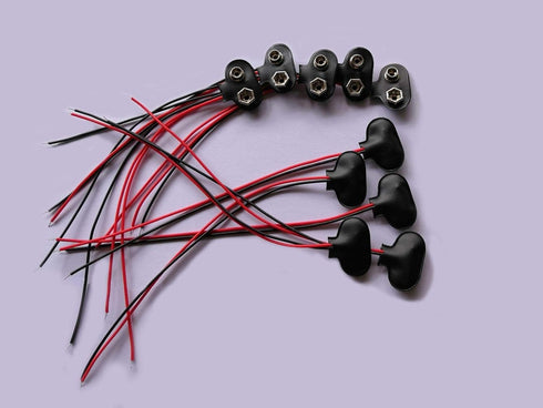 25 Pcs 9V Battery Clip Connector, Short Cable Connection 15cm Length (T Type Leather Shell)