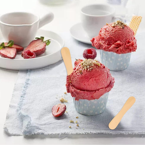 yueton 100PCS 3.7inch Wooden Ice Cream Spoons Sticks Disposable Wooden Tasting Spoons Sampling Spoons Small Dessert