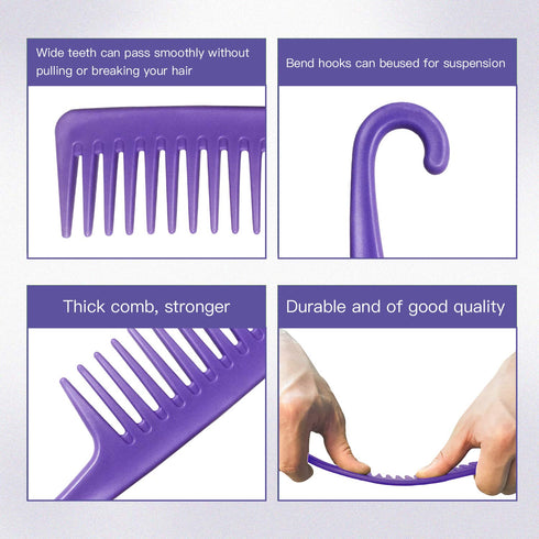 Wapodeai Wide Tooth Comb Detangling Hair Brush, Premium Care Handgrip Comb for Curly Hair