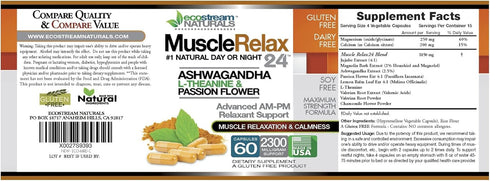 MuscleRelax 24/7 Muscle Relaxation Support, Naturally Derived Ingredients, Gluten-Free - 60 Vegetarian Capsules