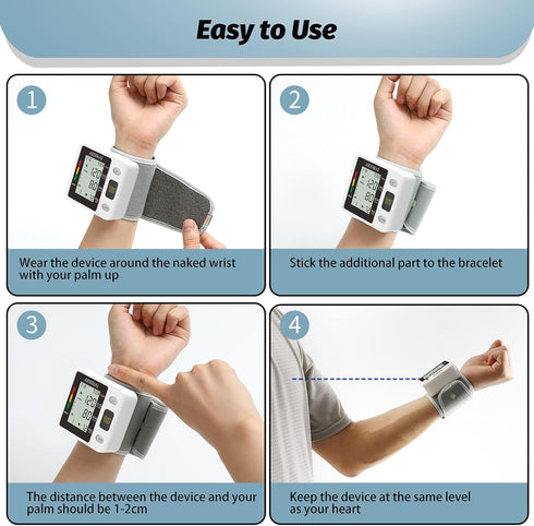 Wrist Accurate Automatic High Blood Pressure Monitor, Portable LCD Screen with Storage Case and Adjustable Cuff