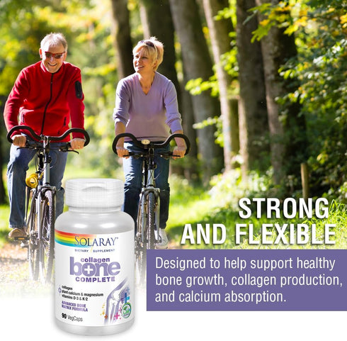 SOLARAY Collagen Bone Complete, Advanced Bone Matrix Formula with Plant Calcium & Magnesium (30 Servings, 90 VegCaps)