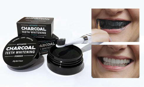Premium Home Whitening System 30g Activated Charcoal Teeth Whitening Powder, Natural Dental Mint-Flavored Tooth