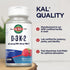Kal 1000 IU D-3 & K2 Tablets, Raspberry, 60 Count (Pack of 1)