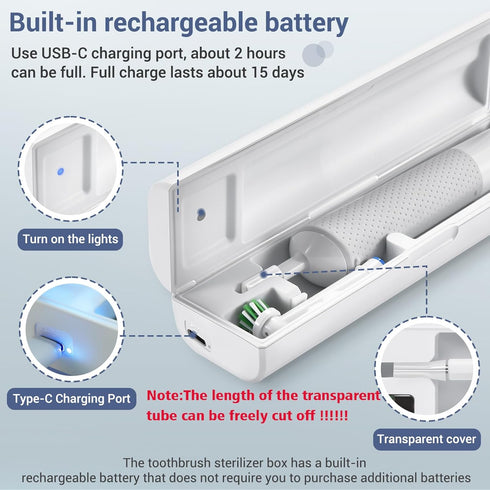 Portable Electric Toothbrush Case, Rechargeable Travel Toothbrush Cleaner Case for Most Electric and Manual Toothbrushes