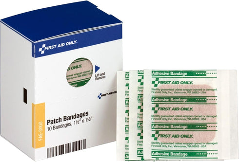 First Aid Only FAE3000 Patch Bandages, 10 Count, 1 1/2 x 1 1/2