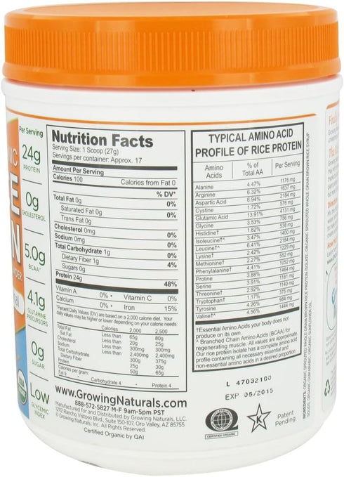 Original Rice Protein Isolate Powder, 16.2 Ounce - 1 Each