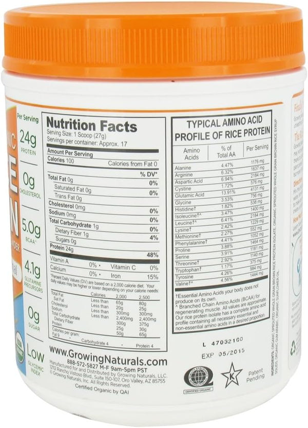 Original Rice Protein Isolate Powder, 16.2 Ounce - 1 Each