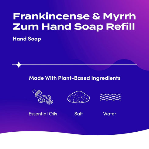 Zum Indigo Wild Hand Soap - Natural Liquid Hand Soap - Perfect Bathroom & Kitchen Hand Soap - Frankincense & Myrrh Scent - 32 oz Refill