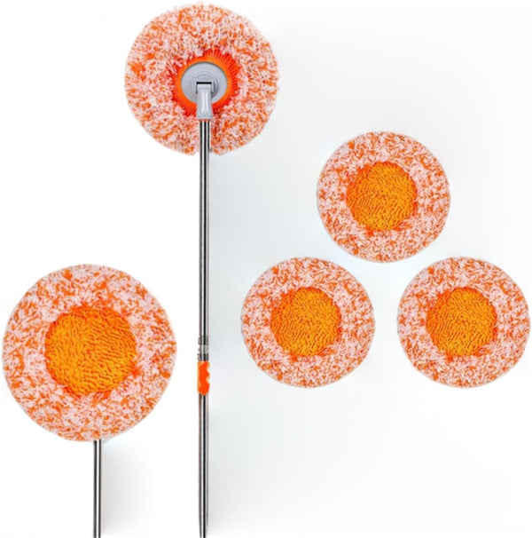 78in Adjustable Cleaning Mop, Extendable Wall Cleaner with 360° Rotatable Long Handle, 3 Reusable Heads for Window and