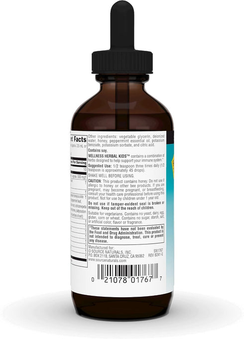 Immune 4 oz Source Naturals Wellness Herbal Kids Liquid Formula - for System Support - Fluid